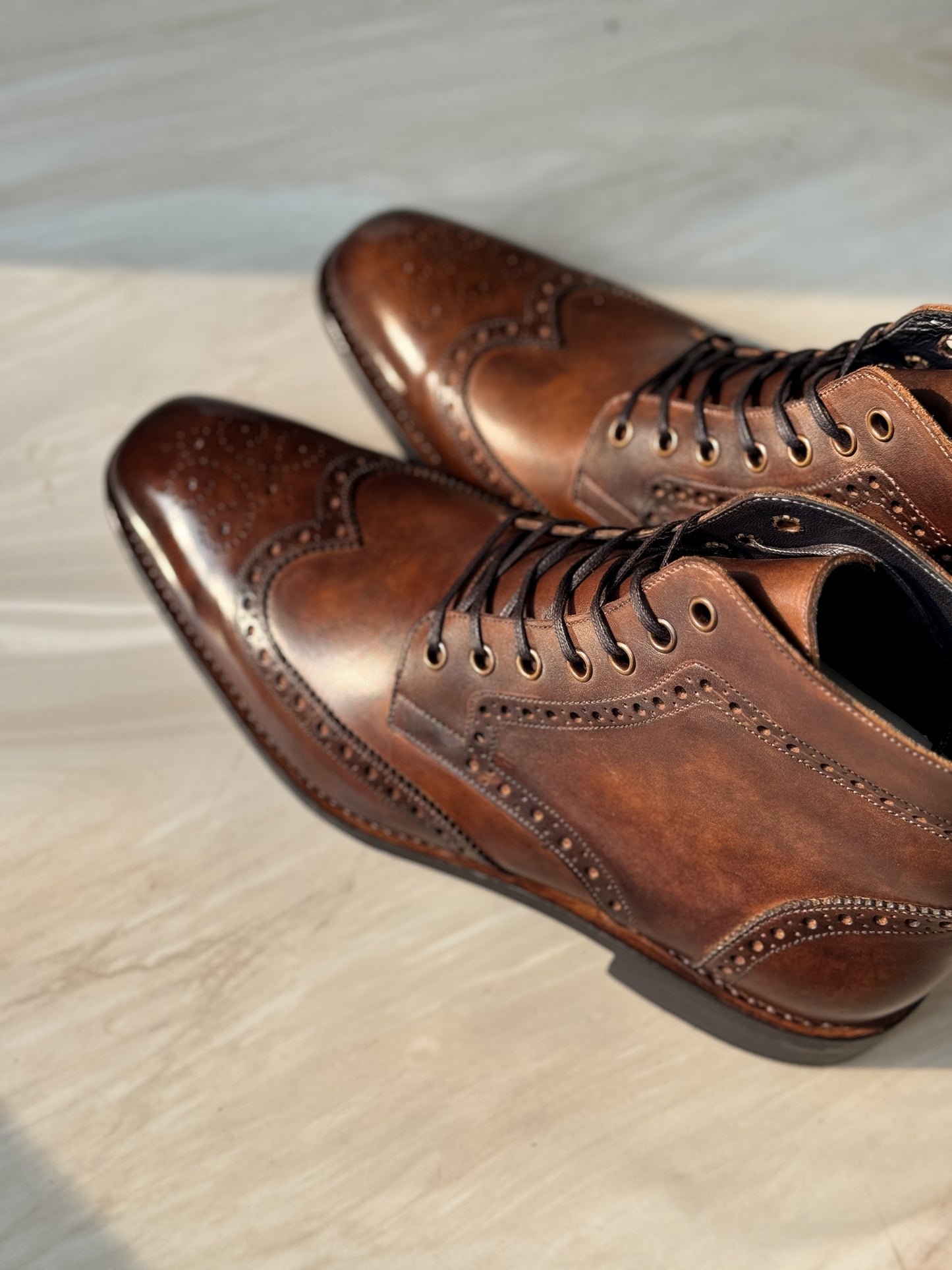 Hand Patina - Hand welted Wingtip Boots