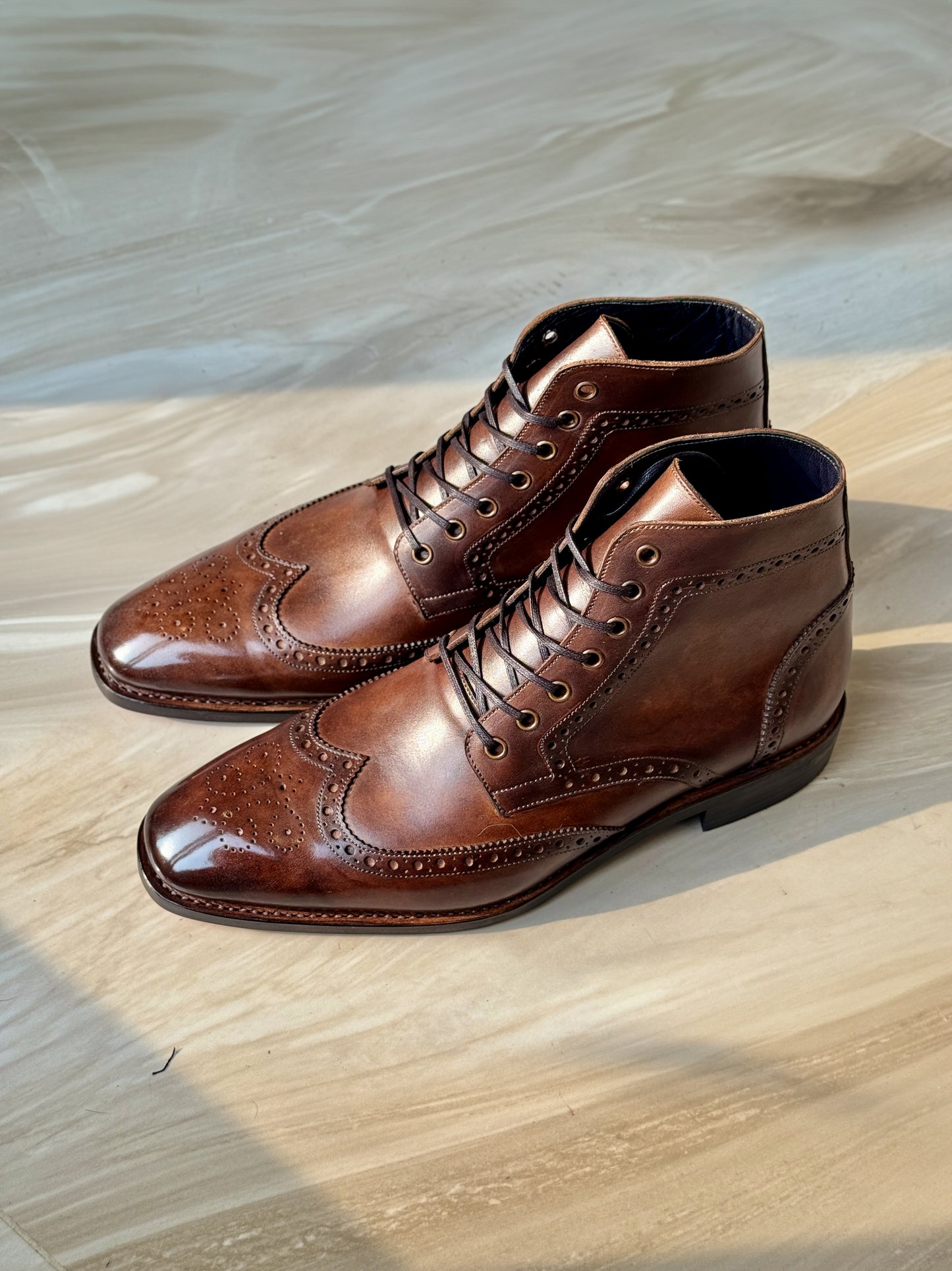 Hand Patina - Hand welted Wingtip Boots