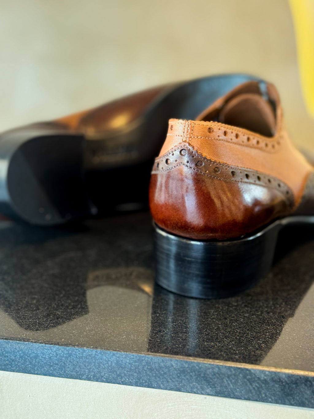 Chestnut brown wingtip oxfords
