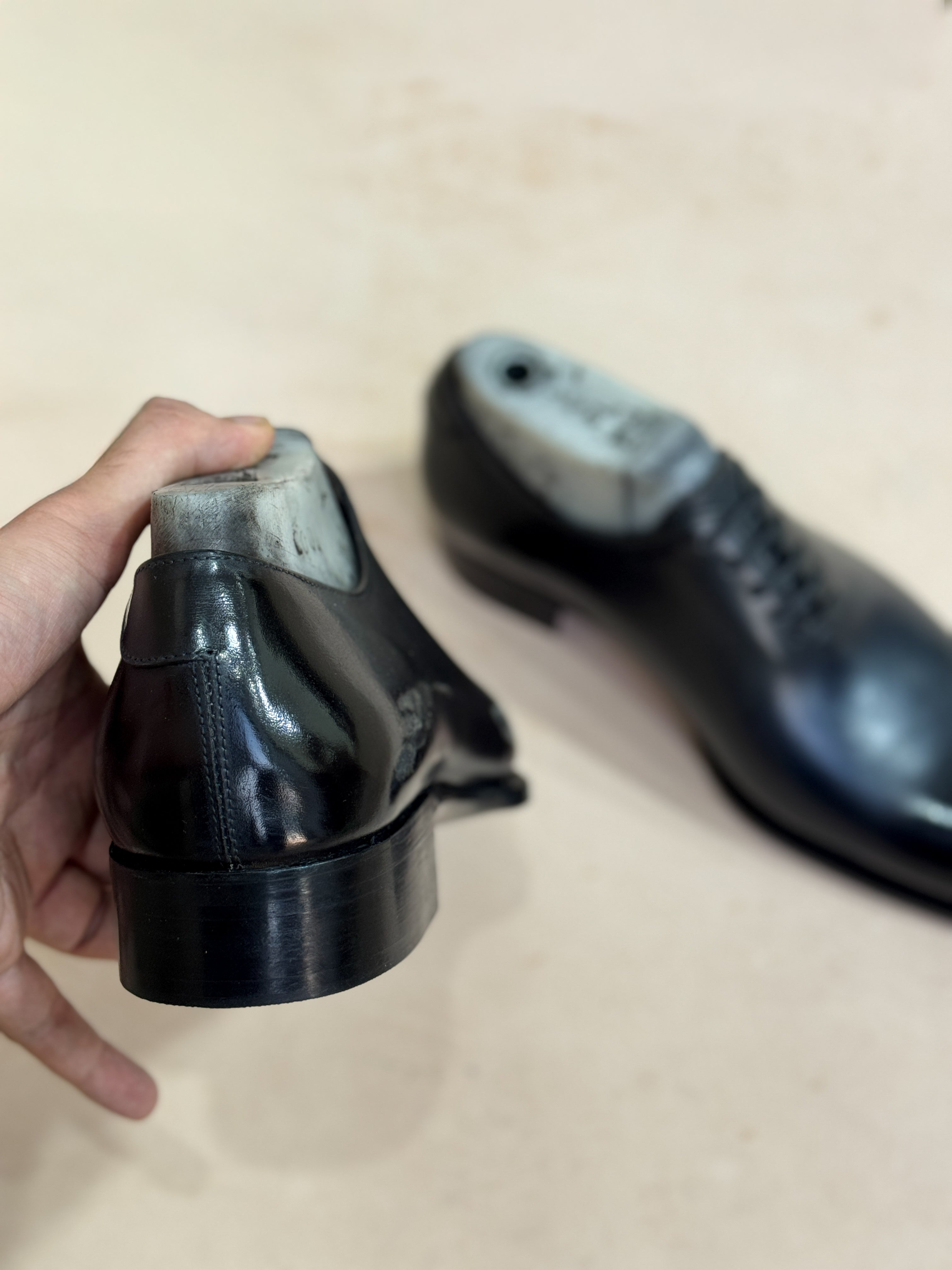 Midnight blue black whole-cut oxfords