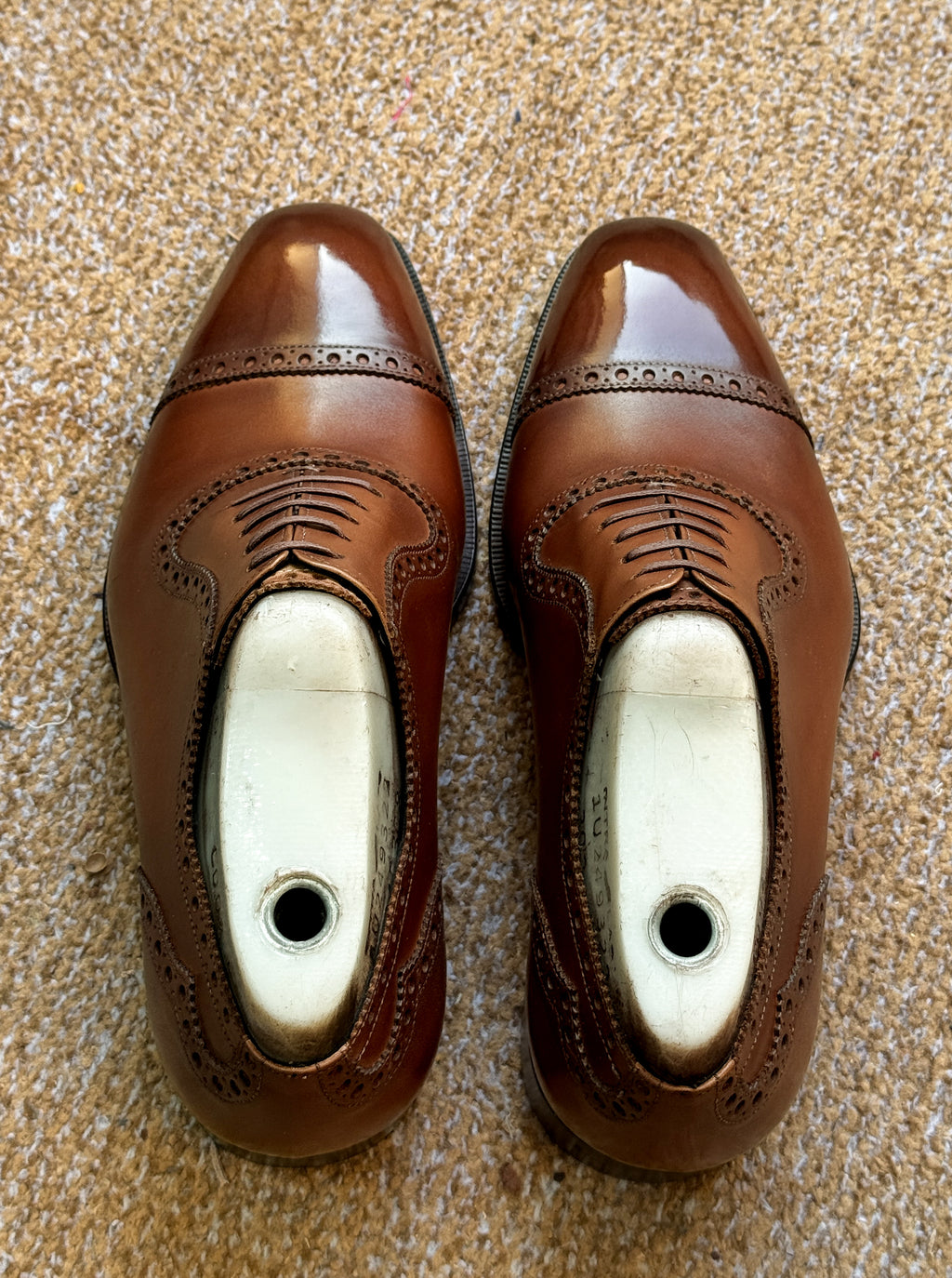 chestnut brown brogue captoe oxfords