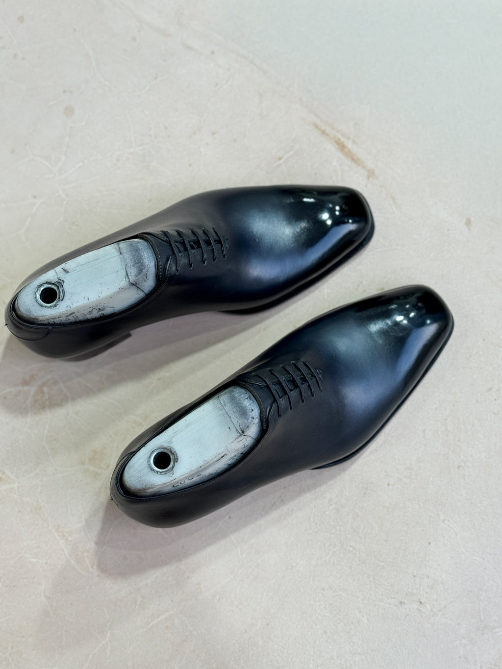 Midnight blue black whole-cut oxfords
