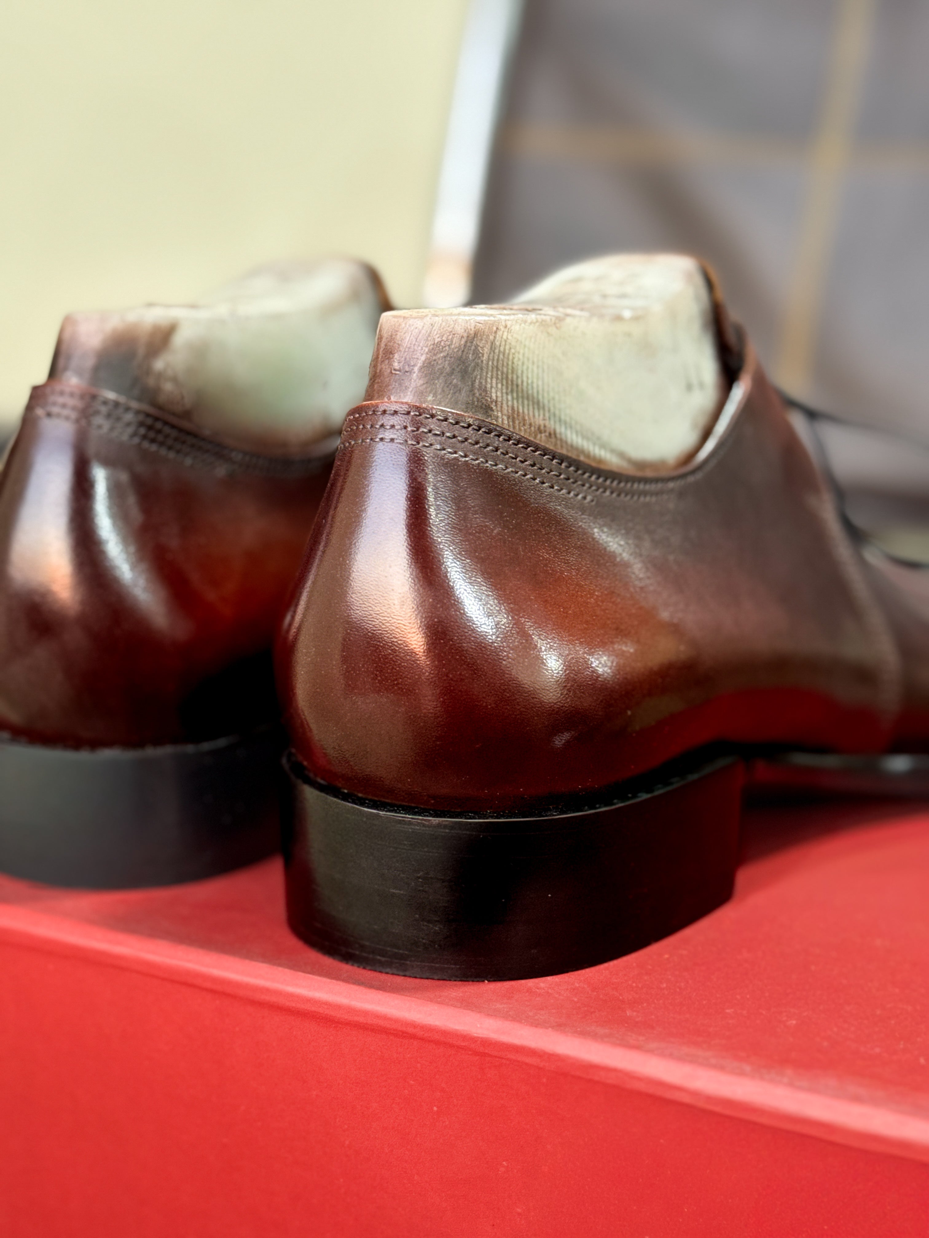 Burgundy black derby shoes