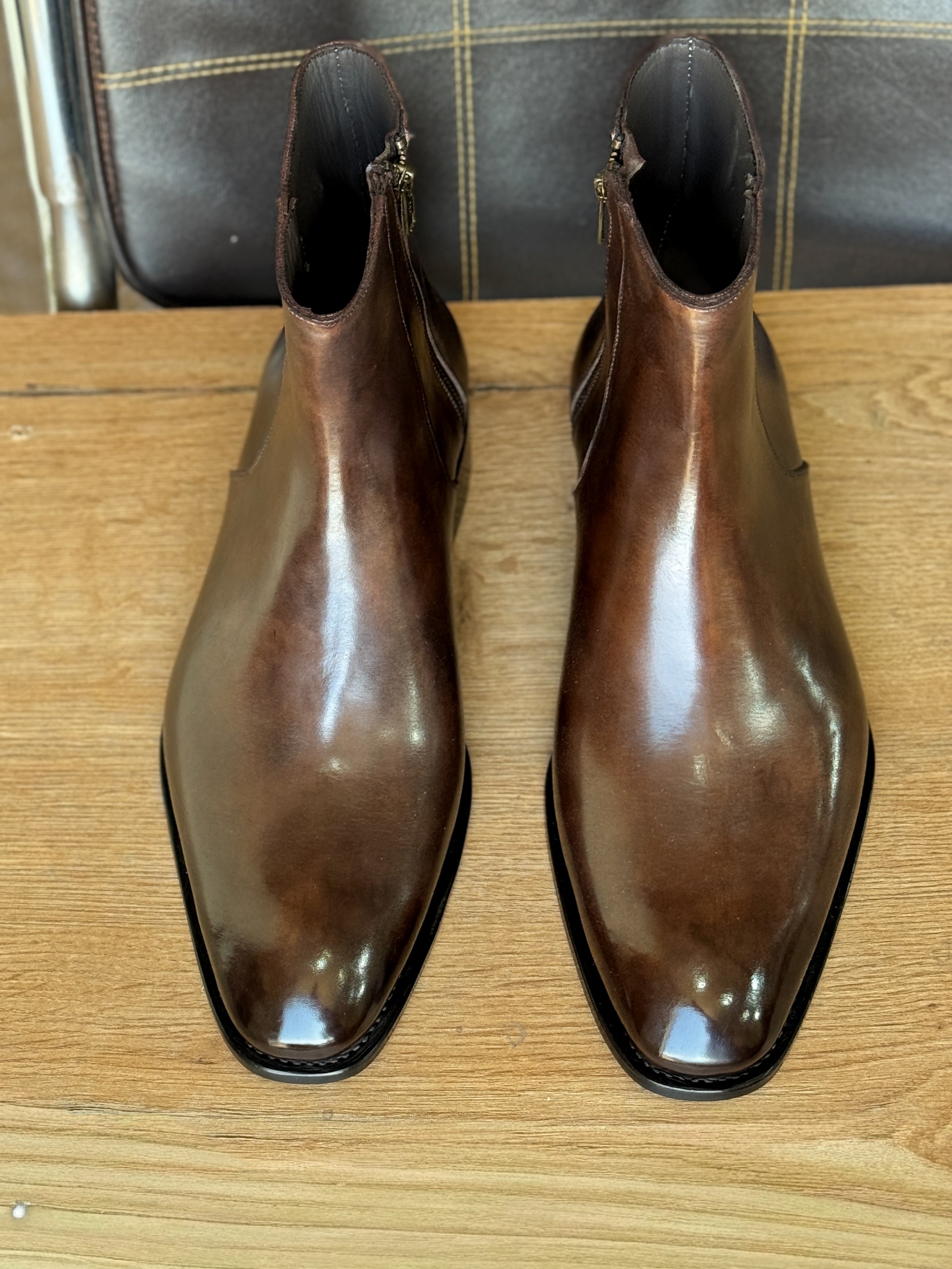 Brown patina boots