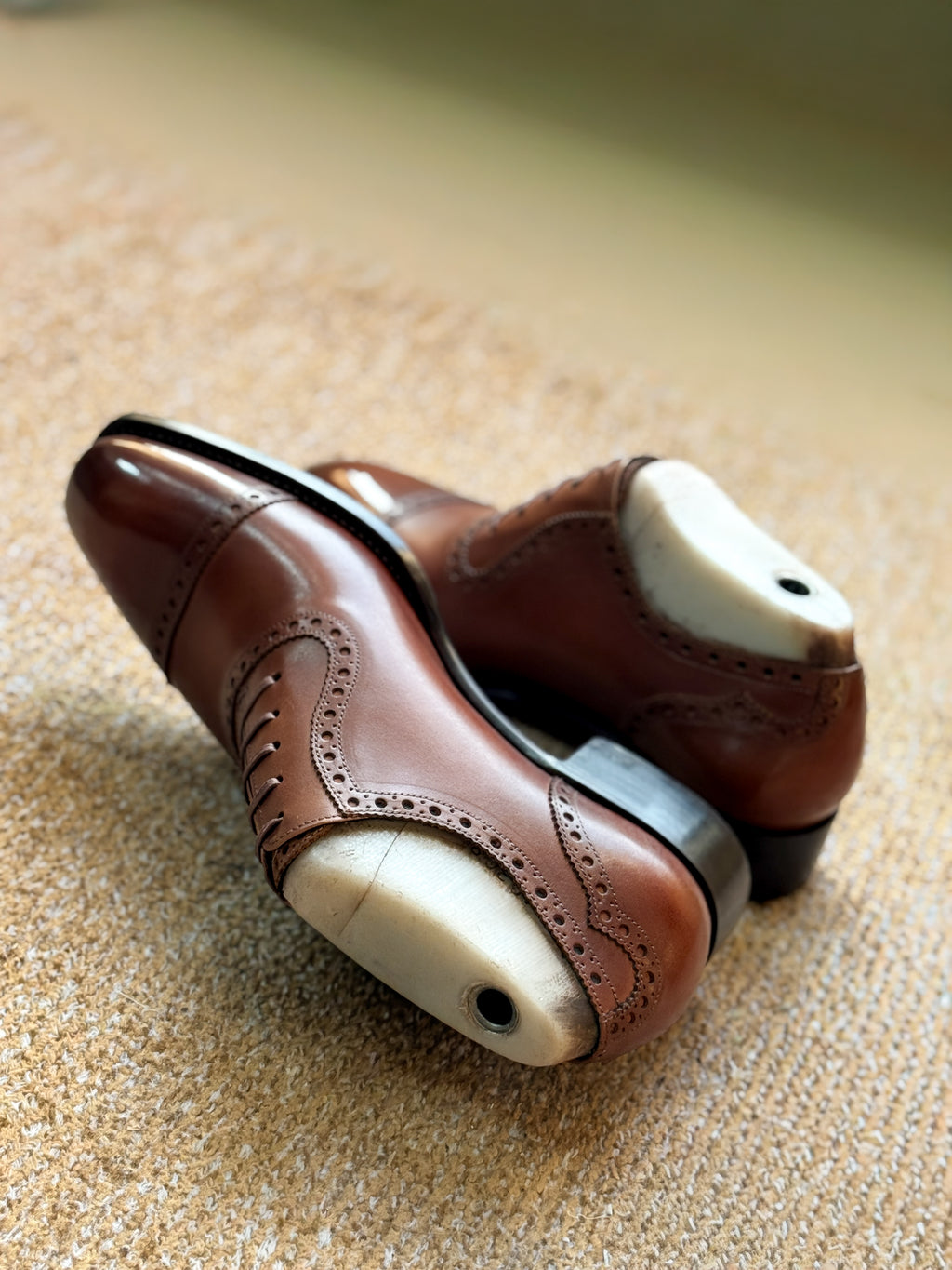 chestnut brown brogue captoe oxfords