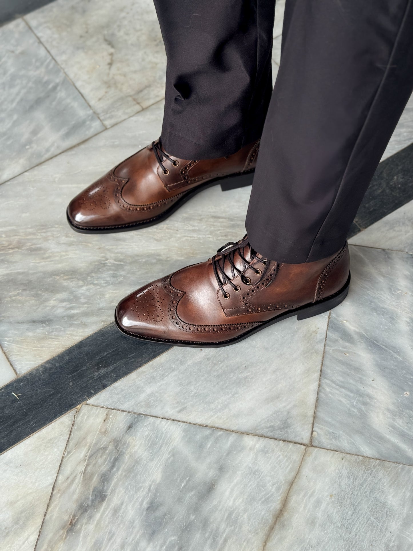 Hand Patina - Hand welted Wingtip Boots