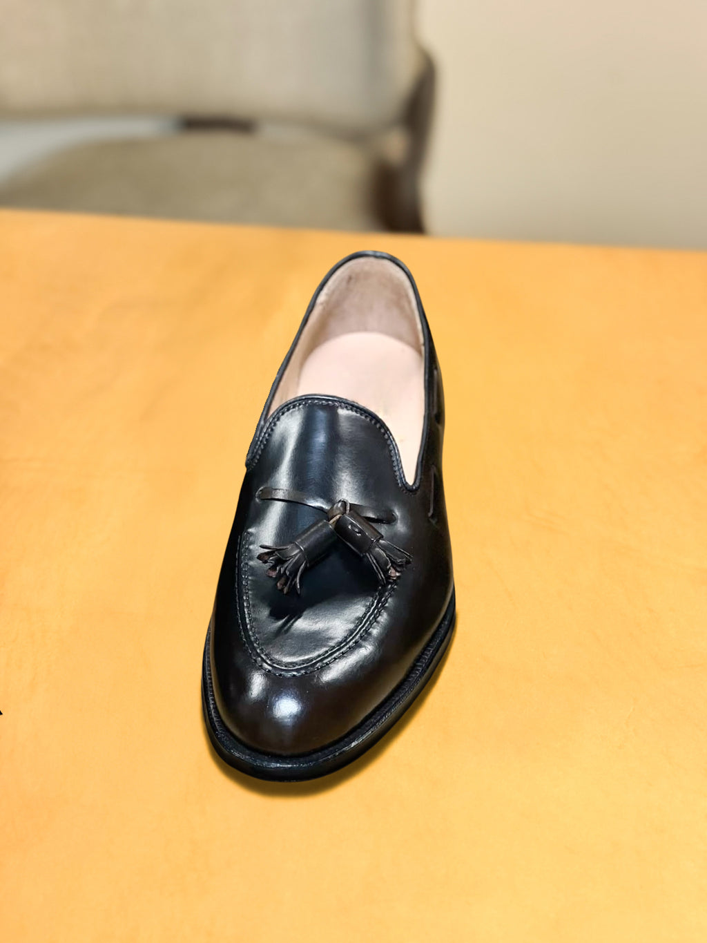 black tassle loafer